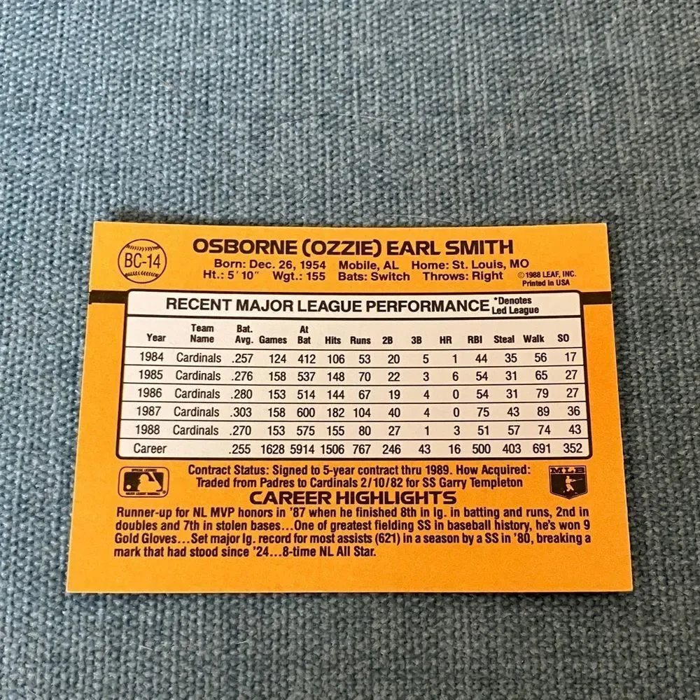1989 Donruss St. Louis Cardinals MVP Baseball Card Trading Card